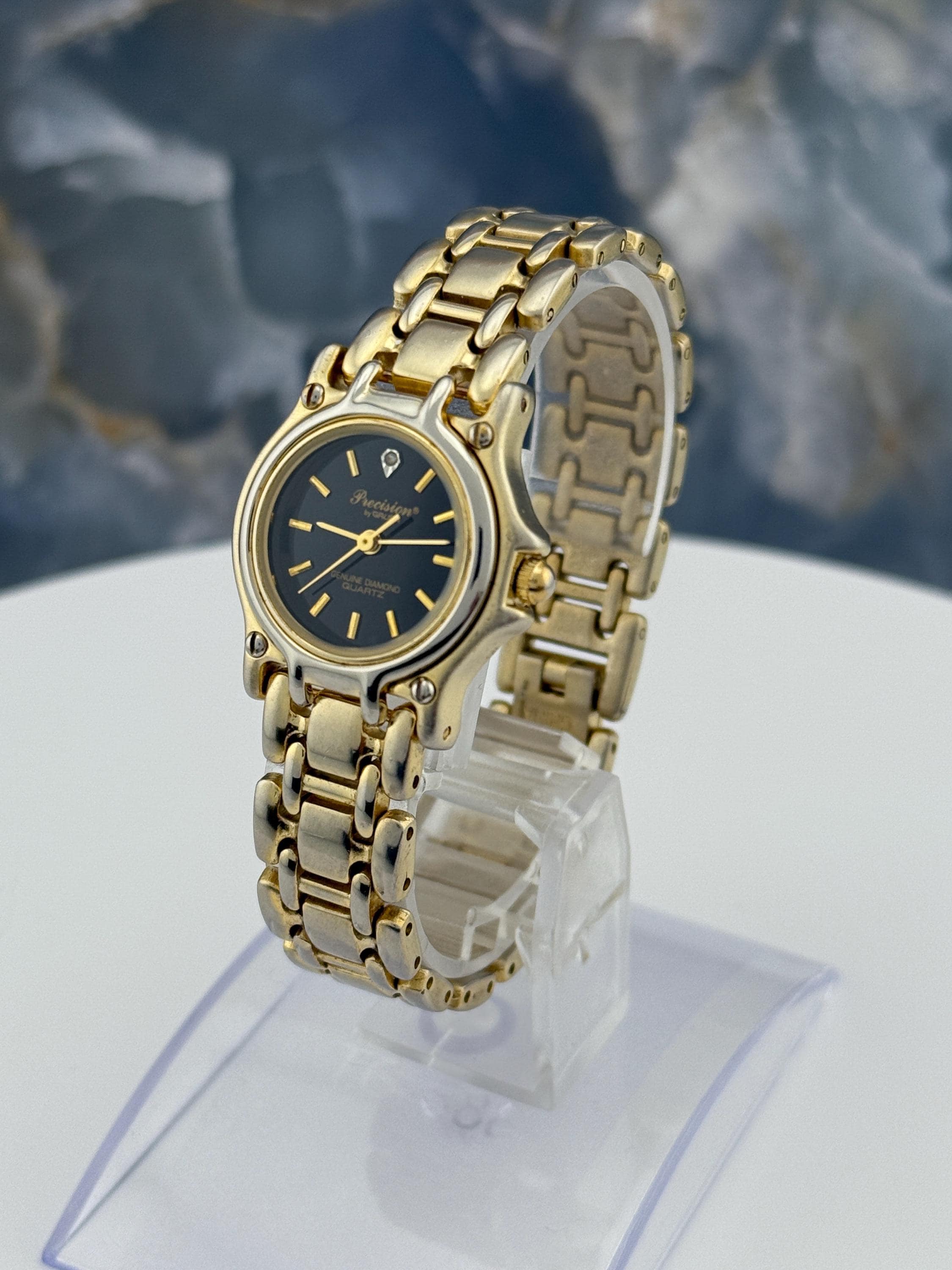 Vintage Precision By Gruen Gold Plated wristwatch With Zirconia Details Gruen Gold Watch - Etsy main image 3