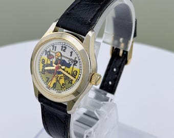 Vintage Mechanical Football Player Watch Manual Wind Novelty Dial Hong Kong Sports Character Watch 1960s-1970s