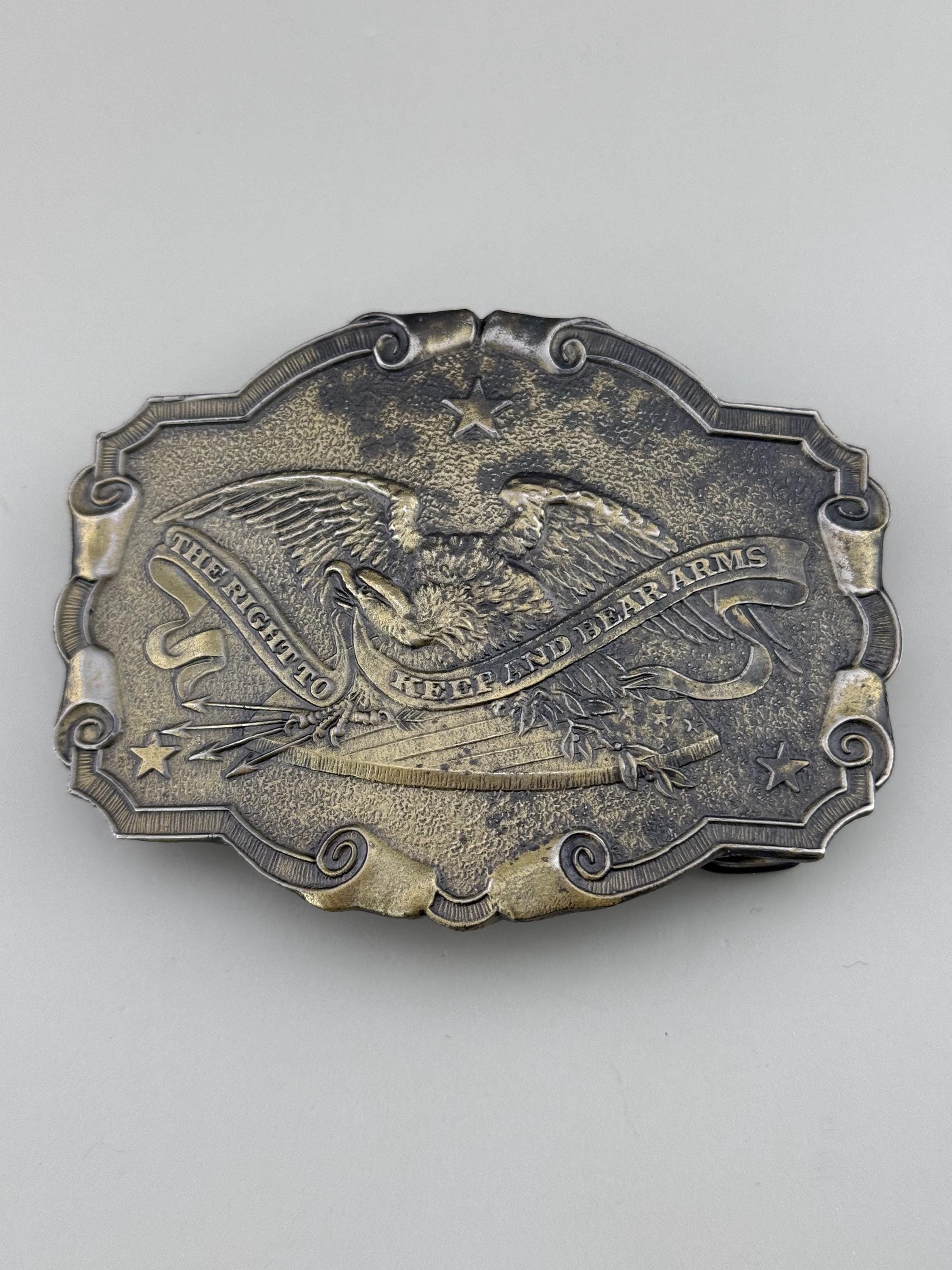 Vintage Emeralda brass belt buckle by Lewis Buckle Co. Lewis Belt Buckle - Etsy main image 4