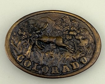 Vintage 1975 Bronze Colorado Elk Belt Buckle Wildlife Hunting Cabin Core