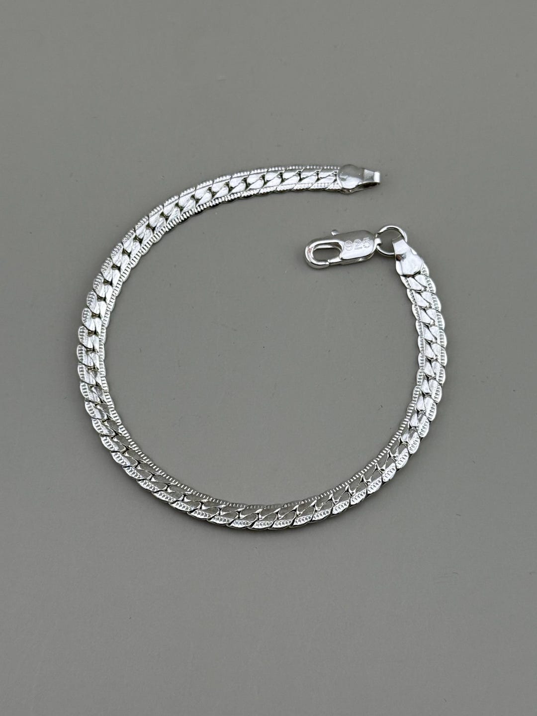 Sterling Silver Double Mariner Bracelet 7.75” 8.61g 925 Textured