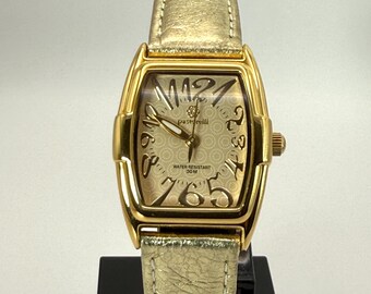 Suzanne Somers Ladies B1302 Full Pave Gold Dial 27mm Quartz Analog Watch 7 1/2\