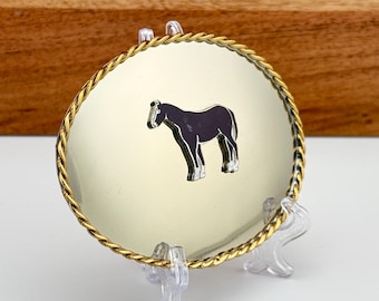 German Silver Horse Belt Buckle Western Rope Edge Vintage Cowboy Cowgirl