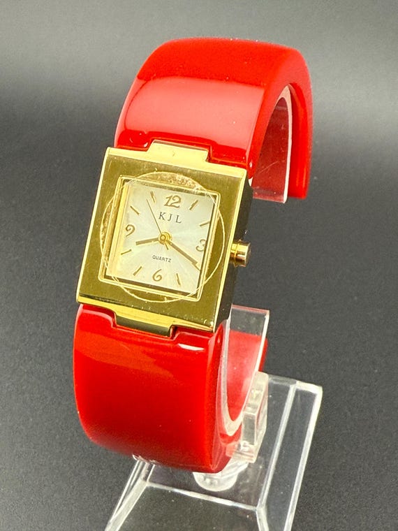 Vintage 1980's KJL Kenneth Jay Lane Vintage Cuff Bracelet Quartz