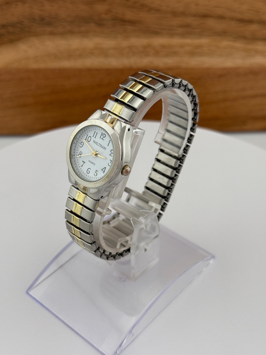 Waltham Women's Quartz Watch – Two-tone Stretch Band, Easy-read