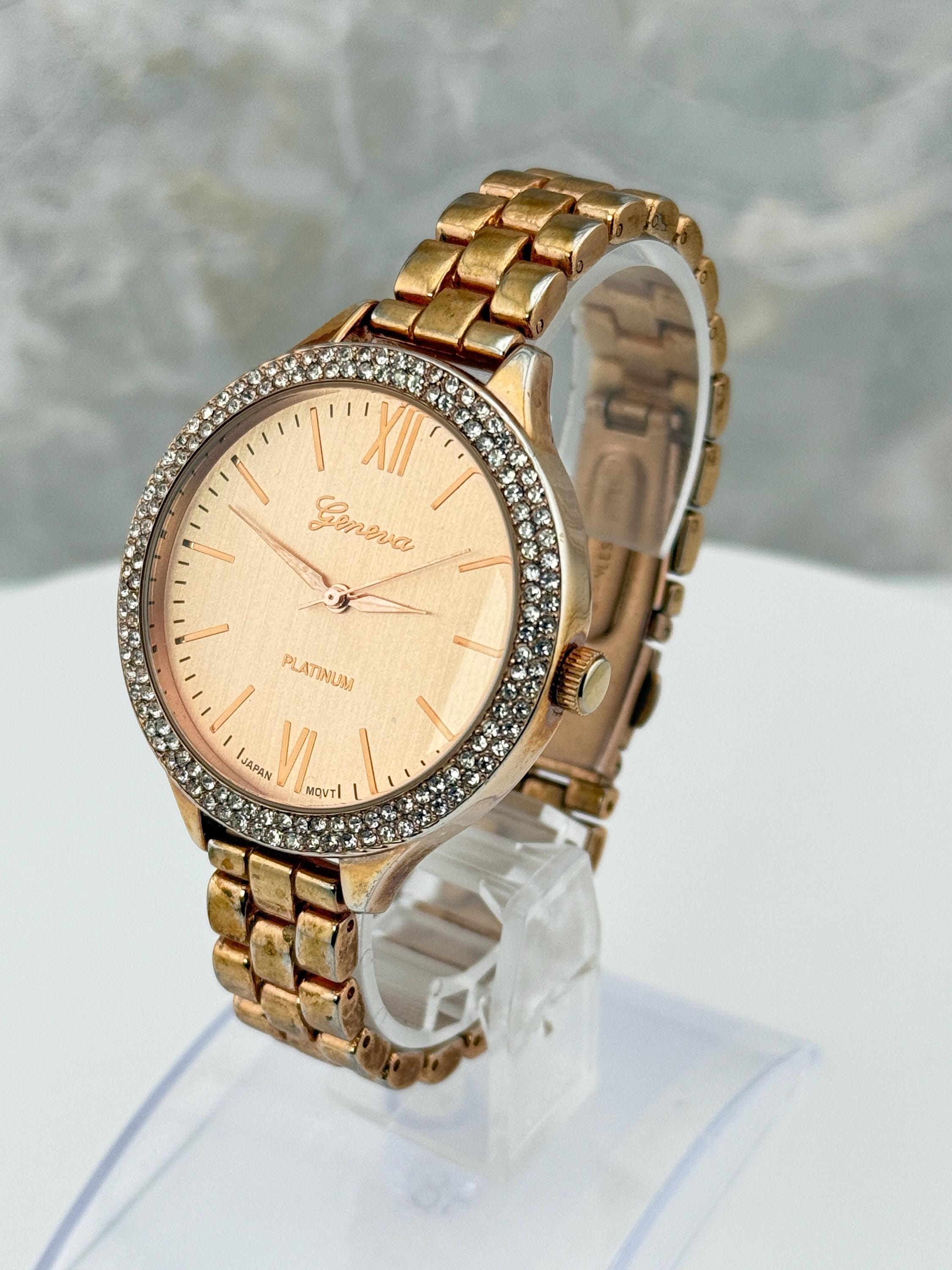 Geneva Platinum Rhinestone Watch - Etsy