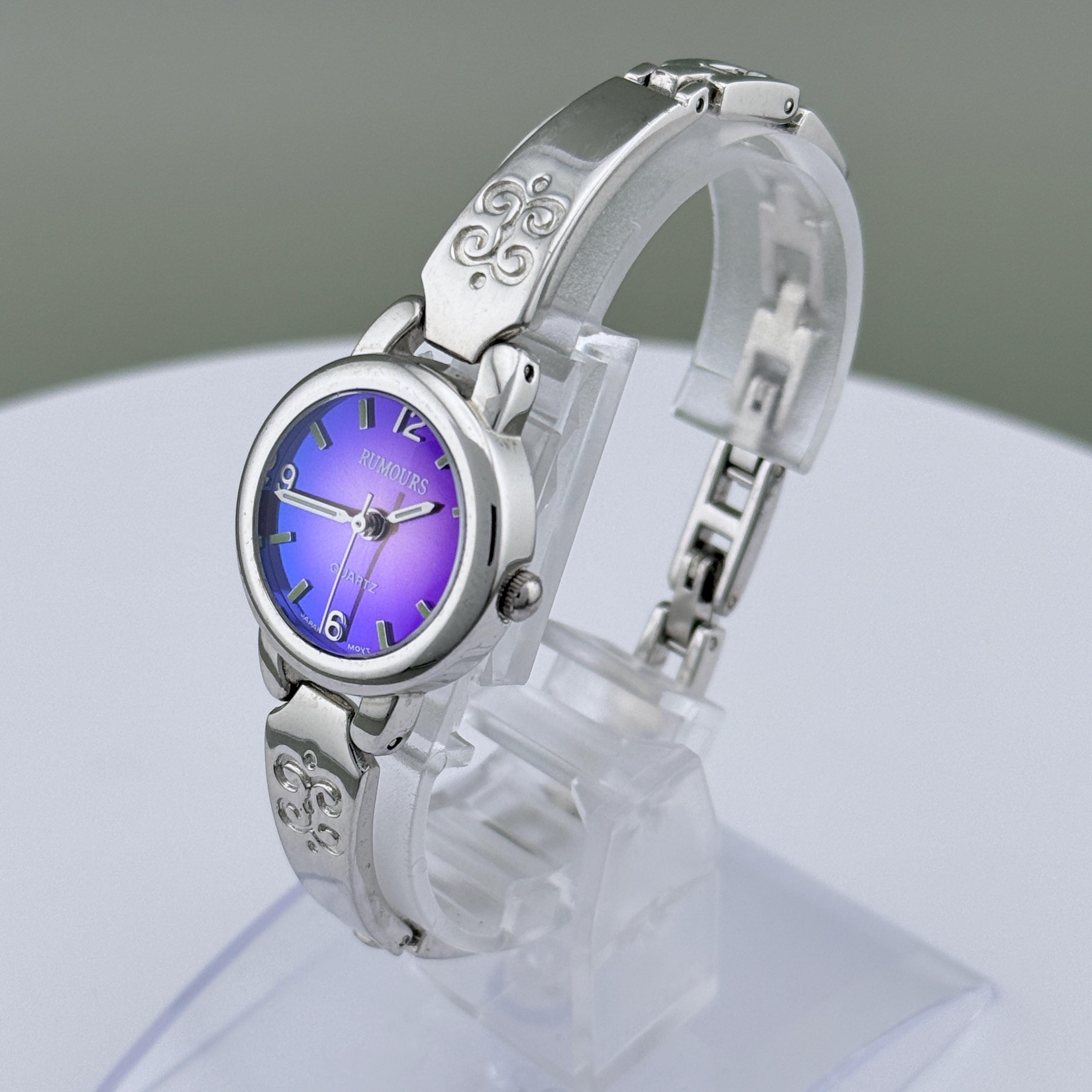 Silver Diamanté Fossil Watch with Purple and Pink Iridescent Dial Fossil F2 Watch - Etsy main image 3