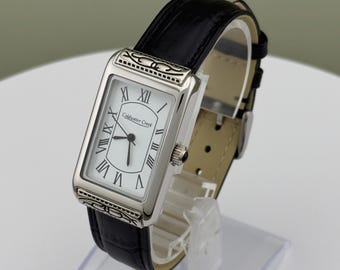 Vintage Timex Silver Tone Ladies Rectangle Tank Watch Faux  display picture 2