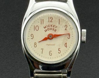 Vintage Late 1940s/Early 1950s Ingersoll Mickey Mouse Mechanical Watch, Manual Wind, Very Good Vintage Condition