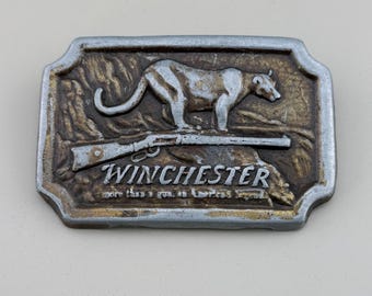 Winchester Cougar Mountain Lion Rifle Belt Buckle Hunting Wildlife