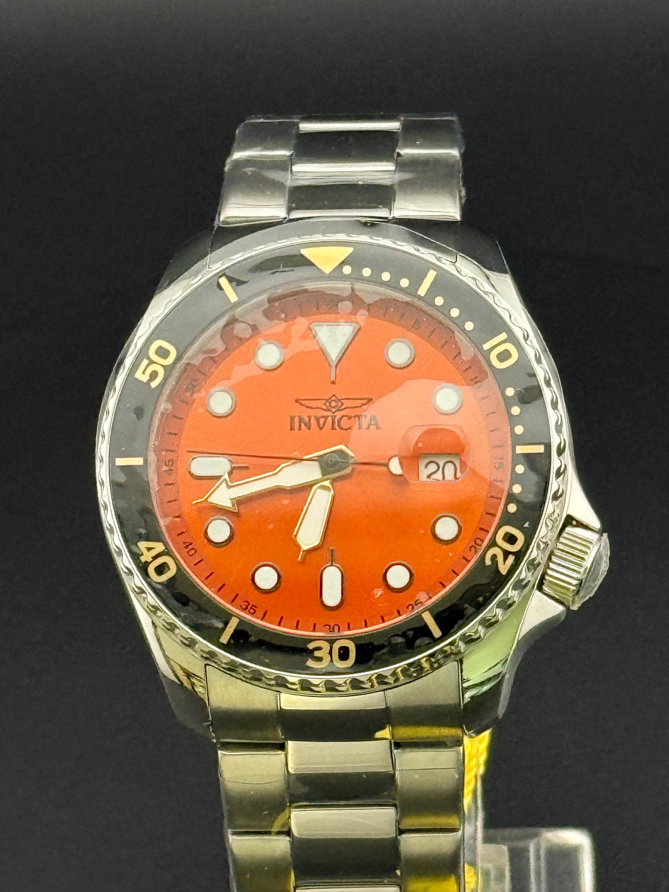 Invicta Pro Diver 47159 Men’s Watch – Orange Dial, 46mm Stainless Steel – New in Box with Tags and all protective film