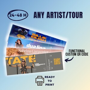 Souvenir Konzertkarten Digitales anpassbares Geschenk Merch | Billie Eilish HMHAS, Dua Lipa, Sabrina Carpenter, Tate McRae Merch