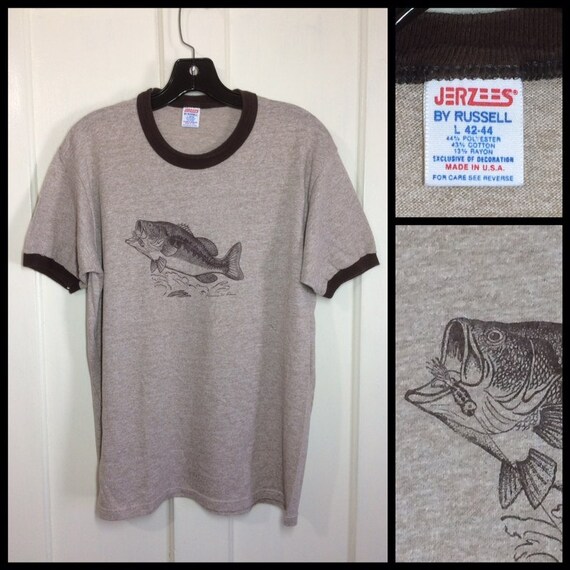 1980s Soft Tri Blend Ringer Big Fish Fishing Lure T Shirt Size Etsy