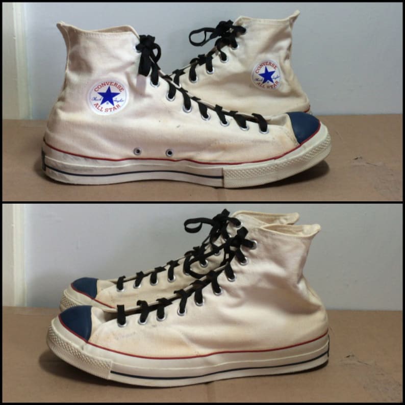 1960s Converse Chuck Taylor Made in USA white canvas Sneakers Etsy