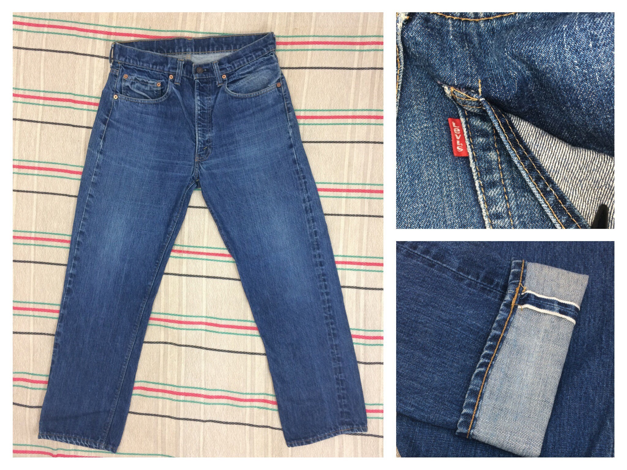 1970s Levis 505 indigo blue denim jeans made in USA measures 31x27 ...