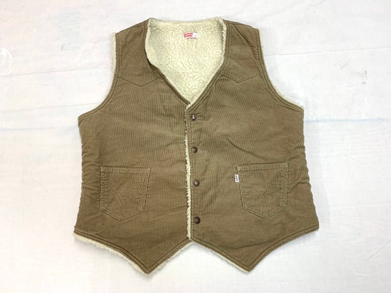 1970s 1980s Levis fleece lined corduroy winter vest s… - Gem