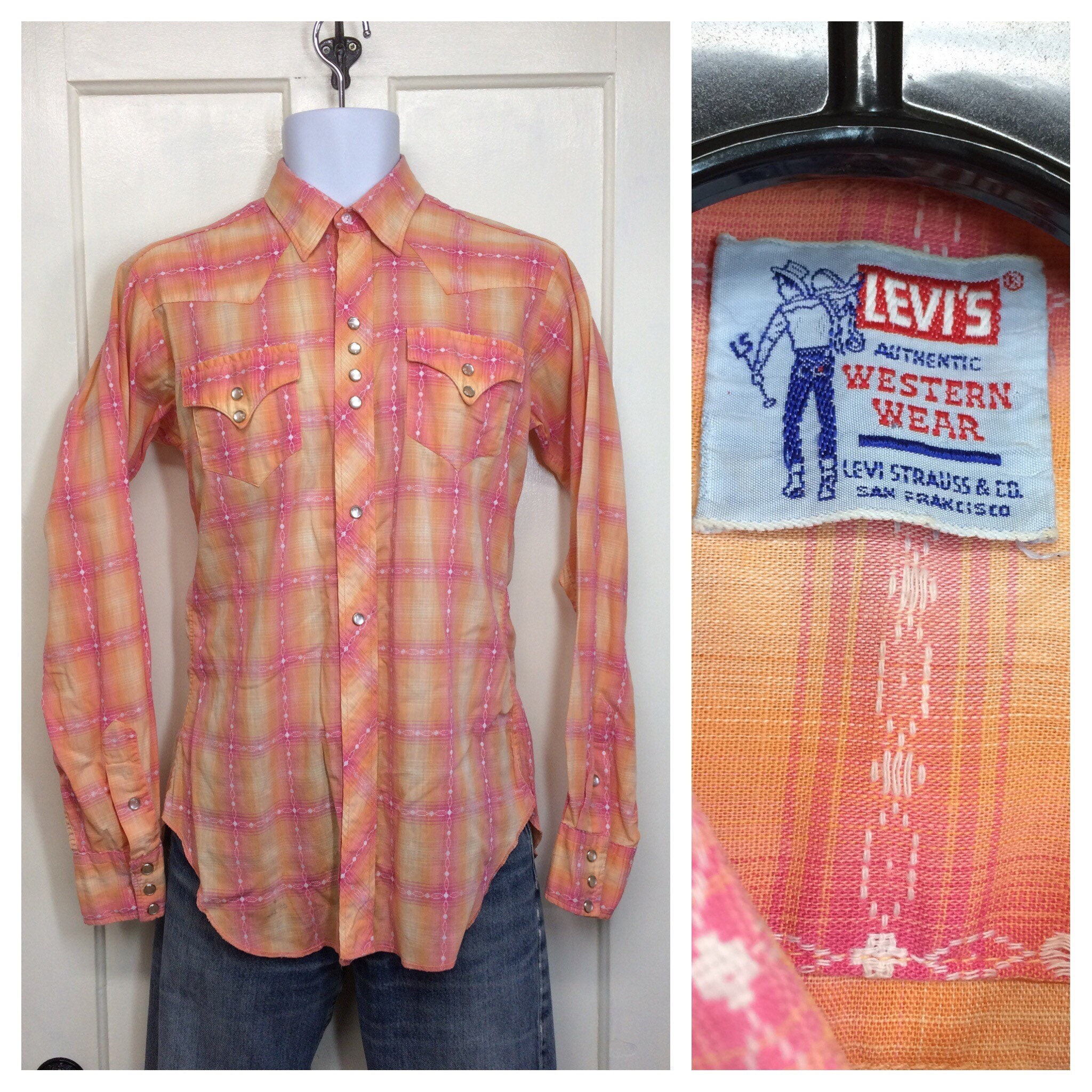 1950s Levi's Shadow Plaid Cotton Cowboy 