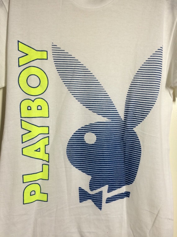 1980s Playboy Bunny Stripe Neon Print 
