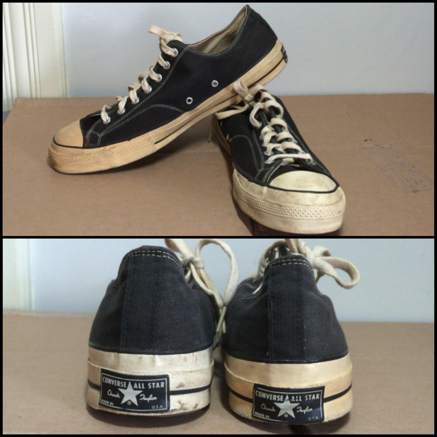 1960s Converse Chuck Taylor, Made in USA, black canvas Sneakers Kicks Shoes  size 15 Black label