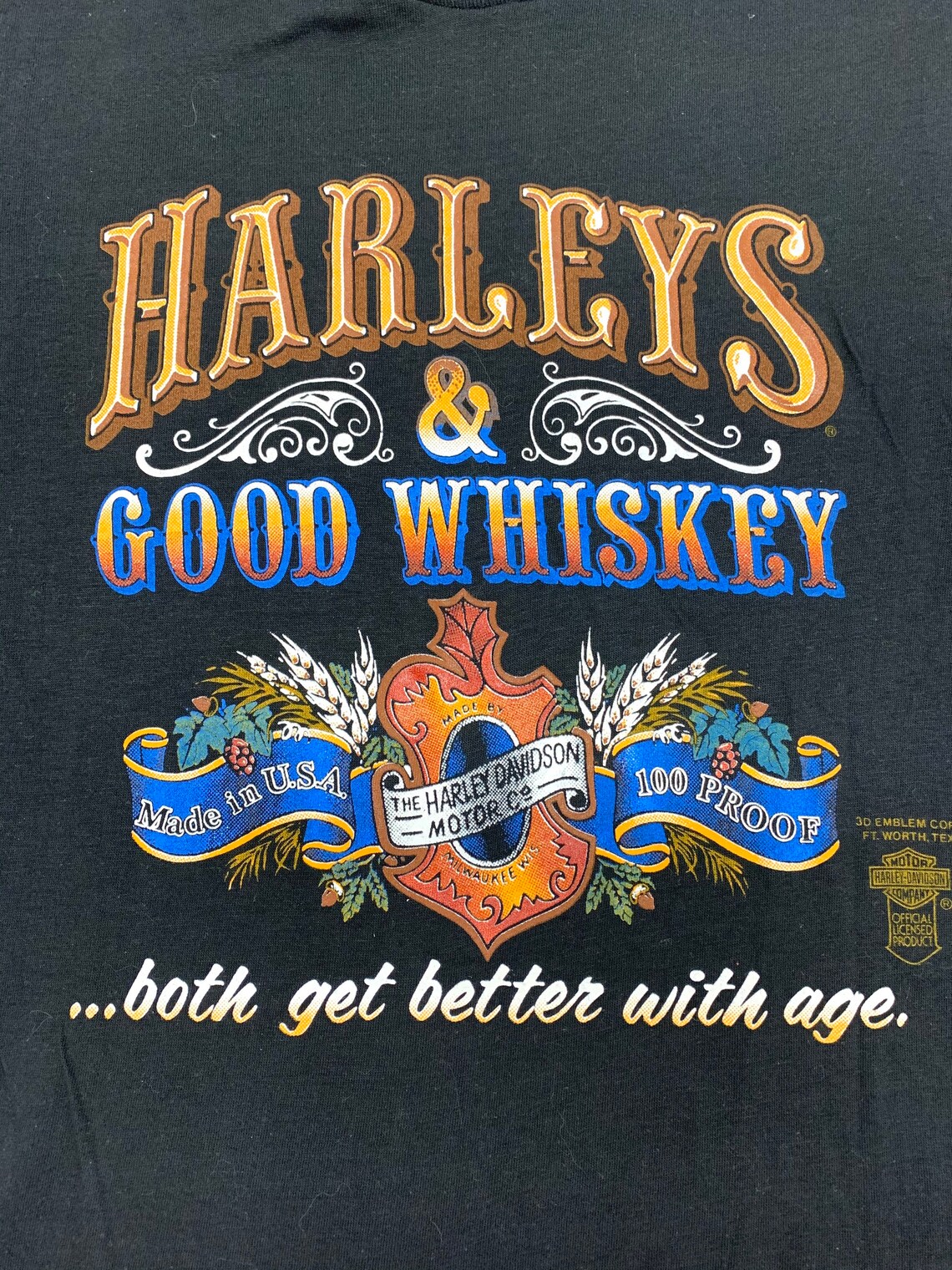Deadstock 1970s Harley Davidson Whiskey 3demblem Tshirt Tag Etsy