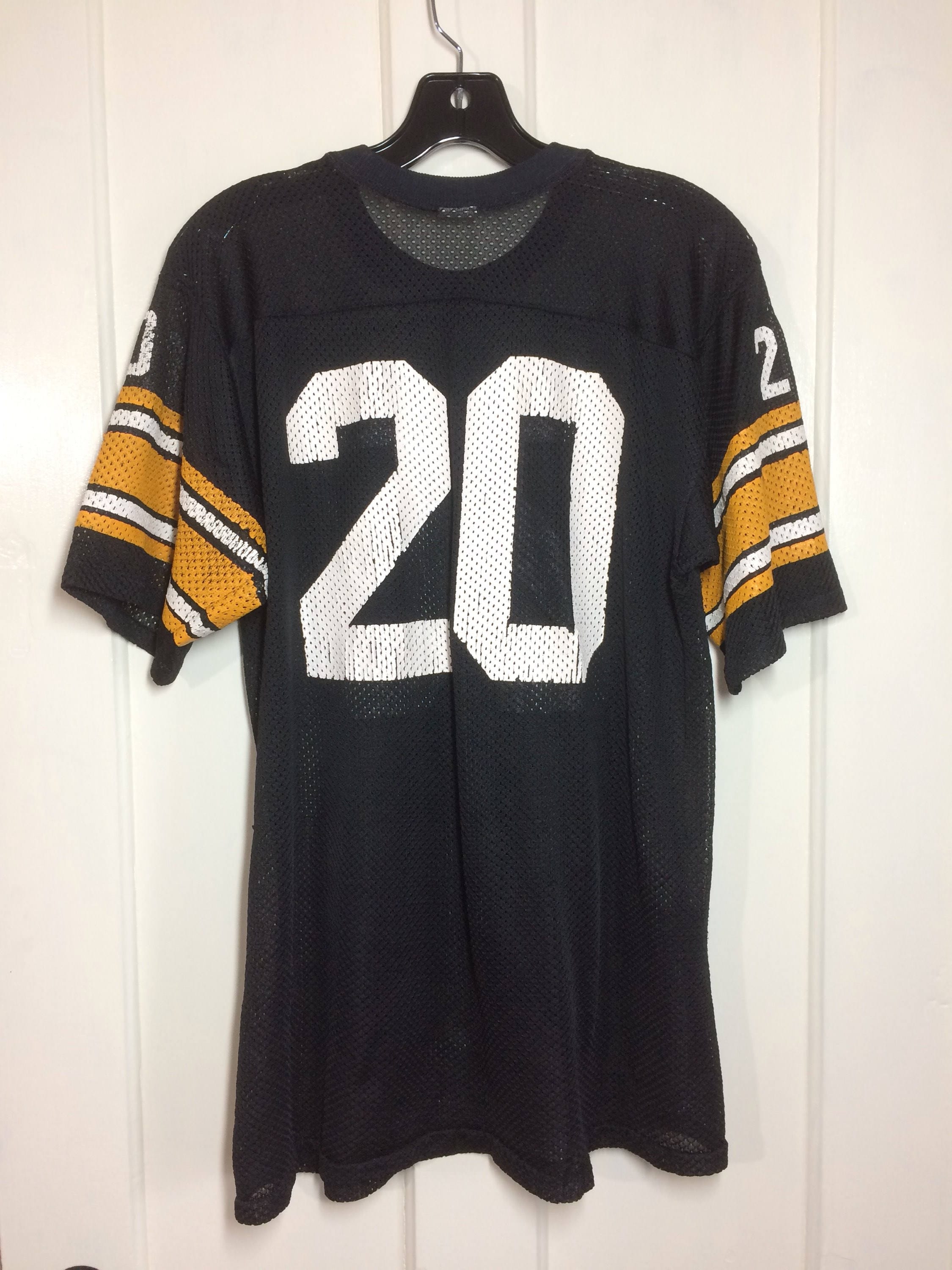 1970's Pittsburgh Steelers Rocky Bleier number 20 black mesh football ...