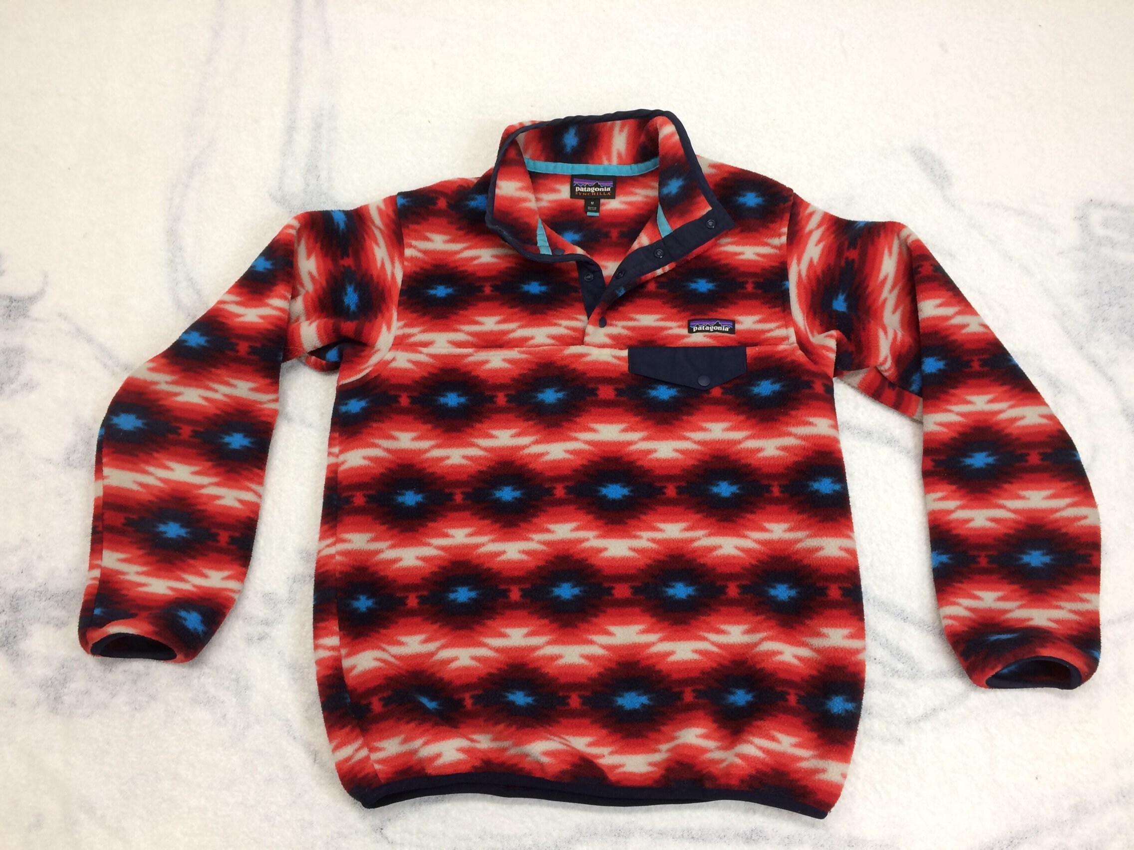 aztec print fleece pullover