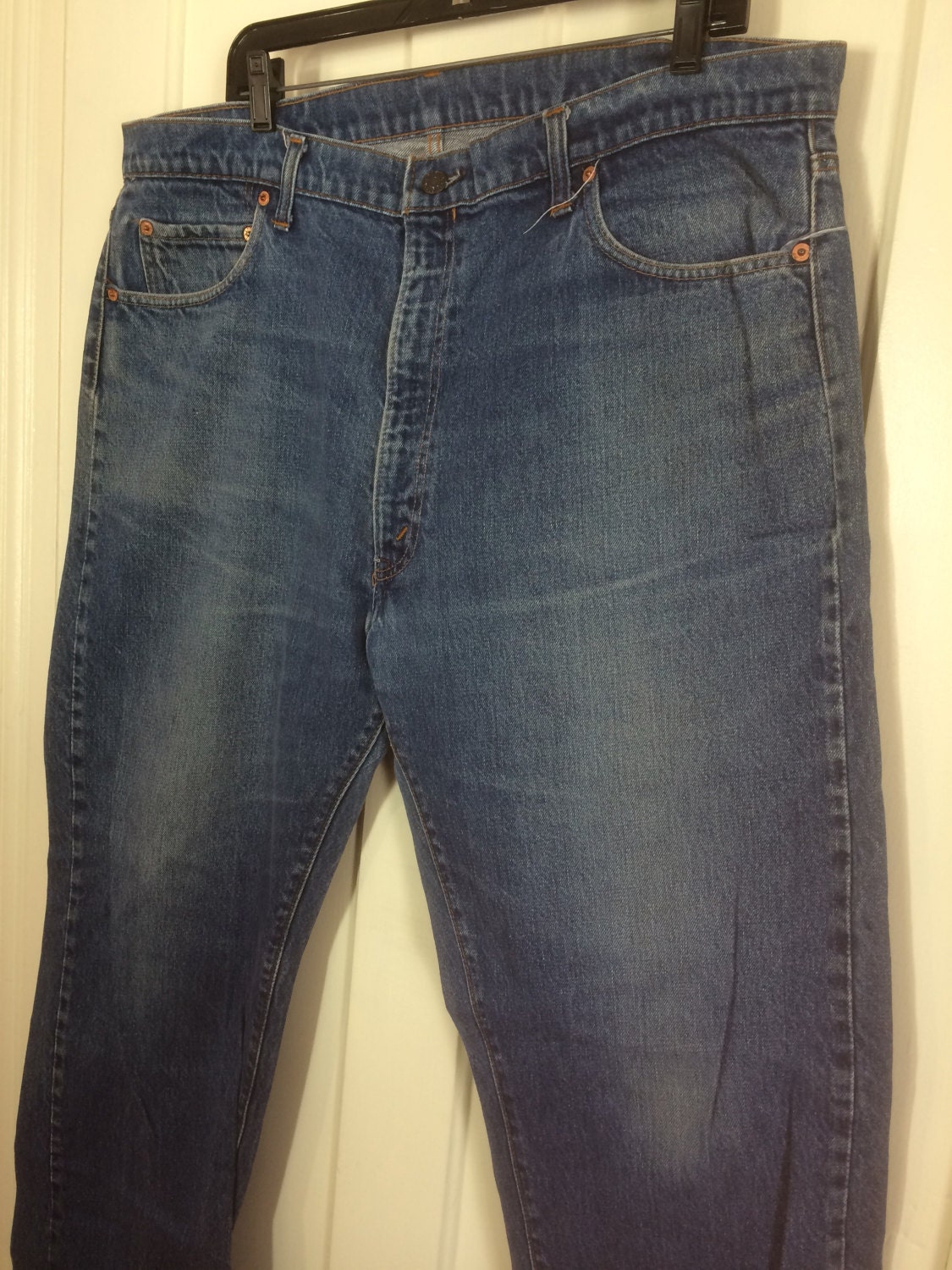 1970s faded Indigo Blue denim 501 Levis Jeans tag size 42x30 measures ...