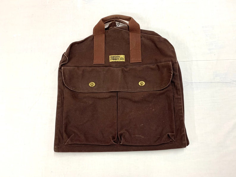 Square Rigger by Lands End heavy duty cotton canvas folding garment bag with 2 large shoe pockets