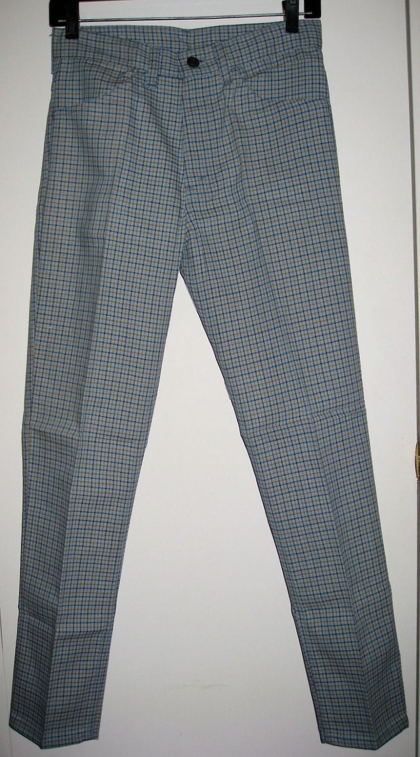 Vintage Deadstock 1960's LEVI'S Big E Peg Leg Tapered Plaid Sta Prest ...