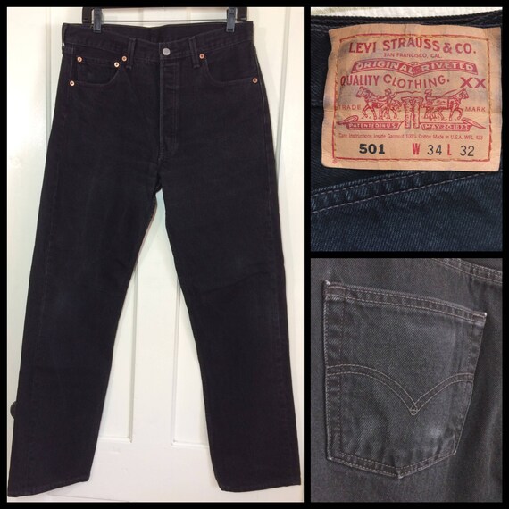 Anni '90 Levi's 501 black denim 34X32 misura la mosca | Etsy Italia