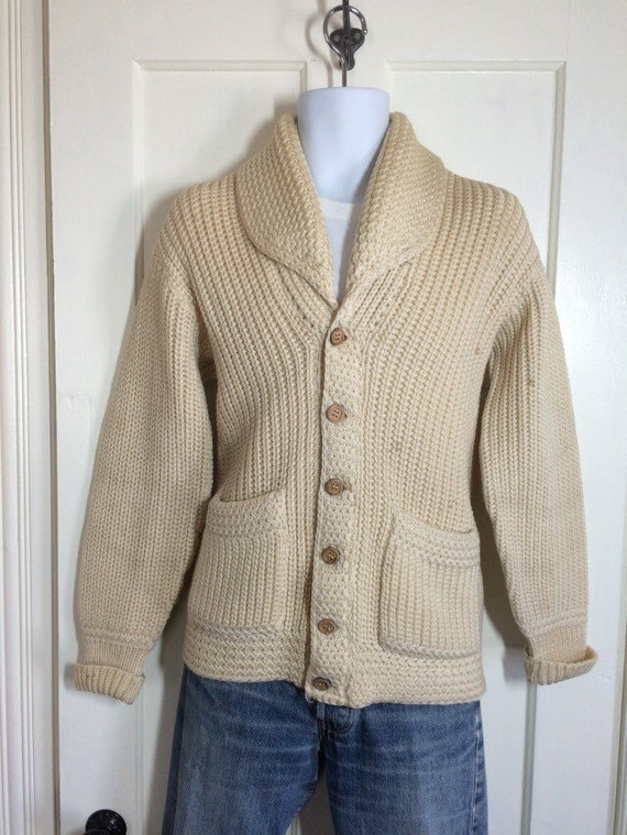 1940s Cream Color Shawl Collar Cardigan Sweater Looks Size - Etsy