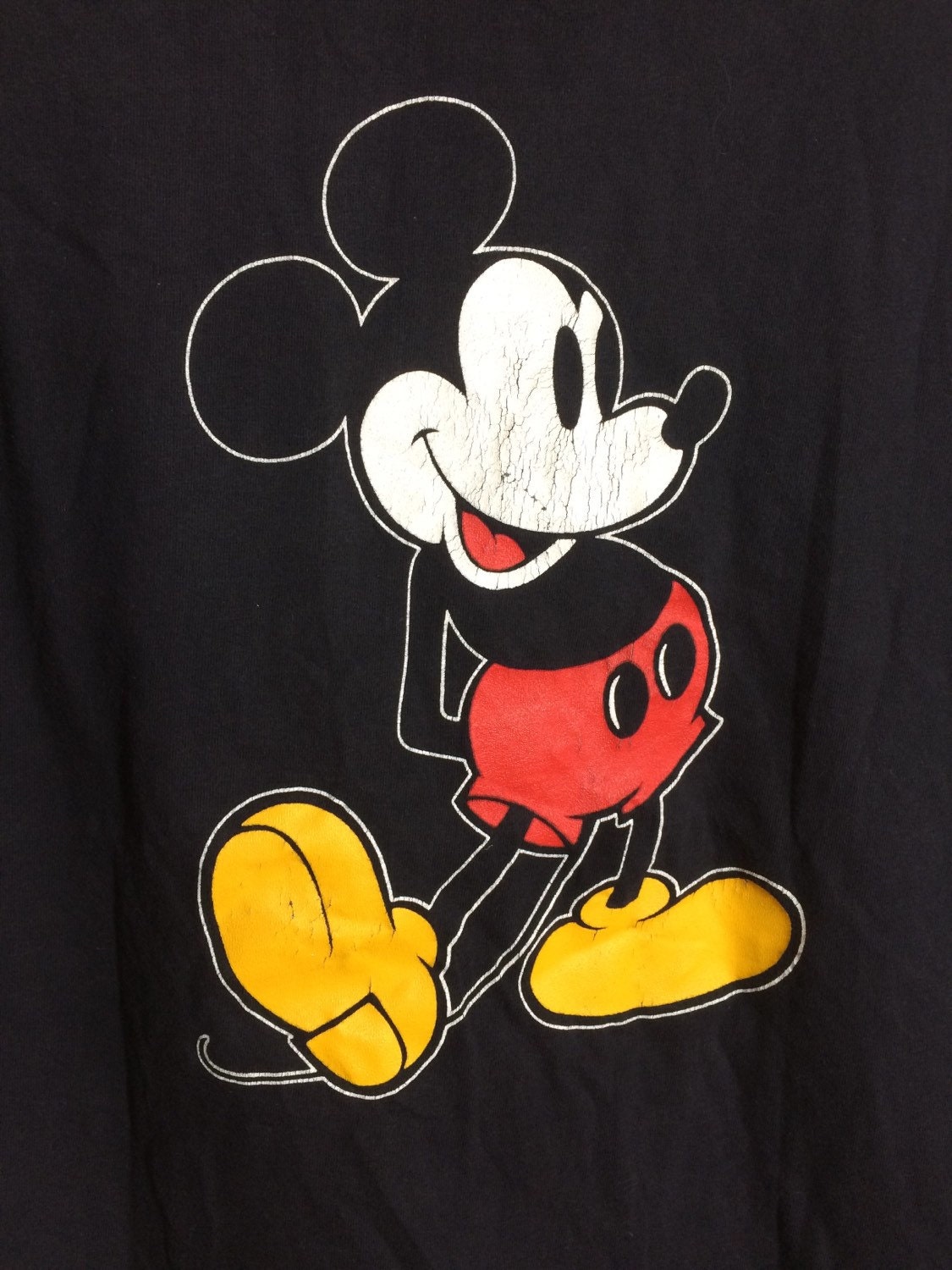 Vintage 1980's Mickey Mouse Black all cotton T-shirt size XL Disney ...