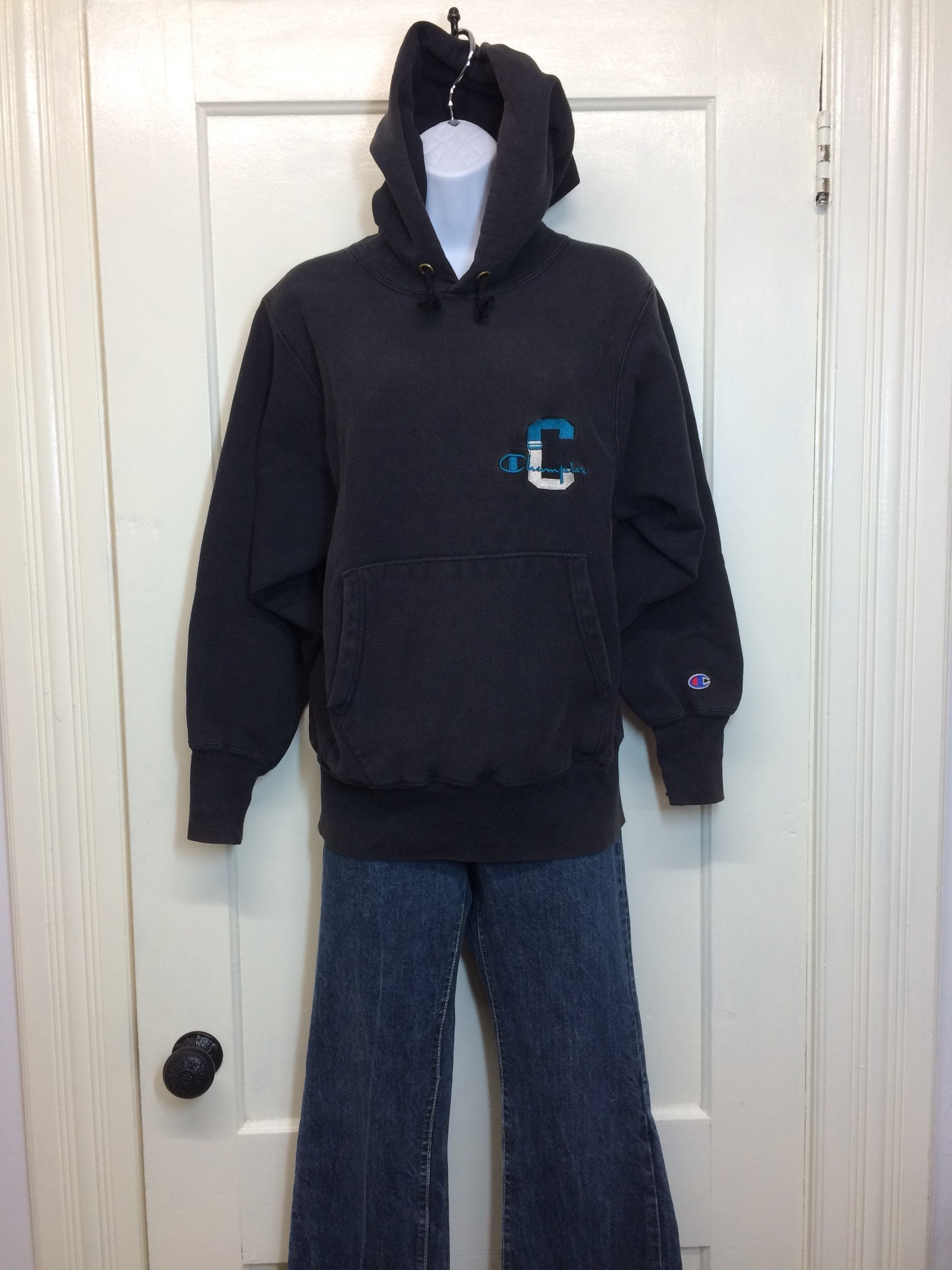 1990s Embroidered Champion Reverse Weave Hoodie Sweatshirt