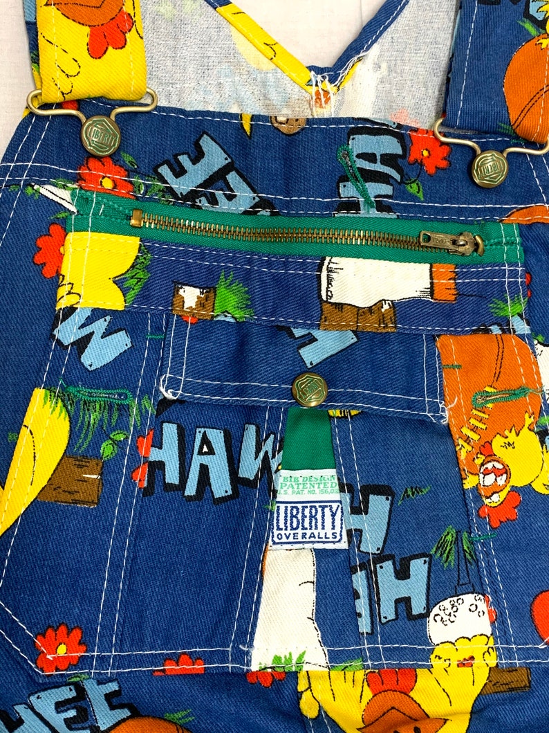 1970s Hee Haw novelty print denim carpenter overalls size Etsy