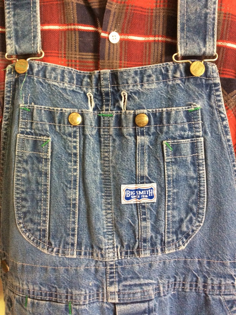 Vintage 1970s Big Smith Denim Carpenter Overalls size 32 x 30 made in USA