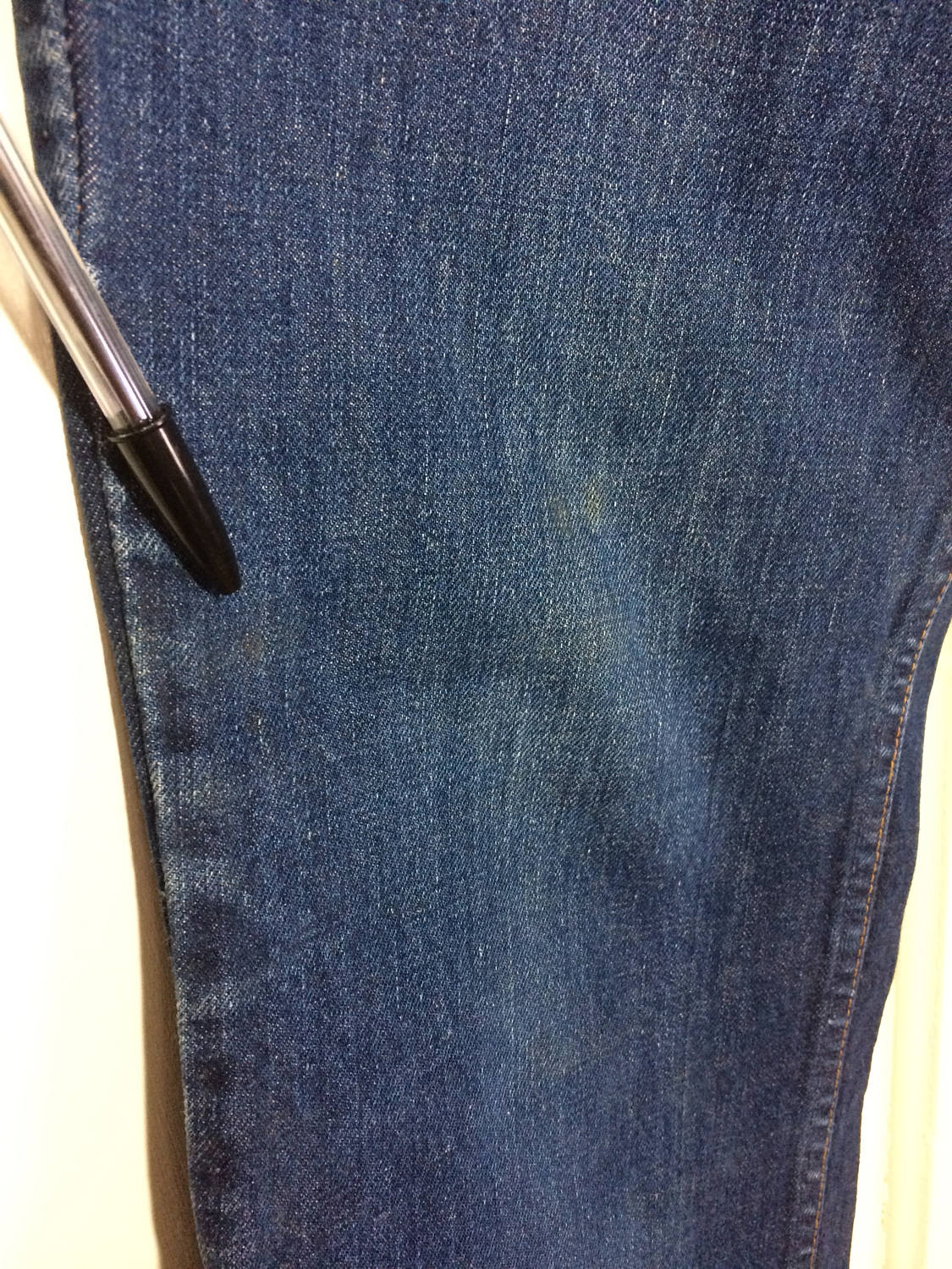 1960s Levis 646 big E indigo blue, orange tab measures 34x31 dark