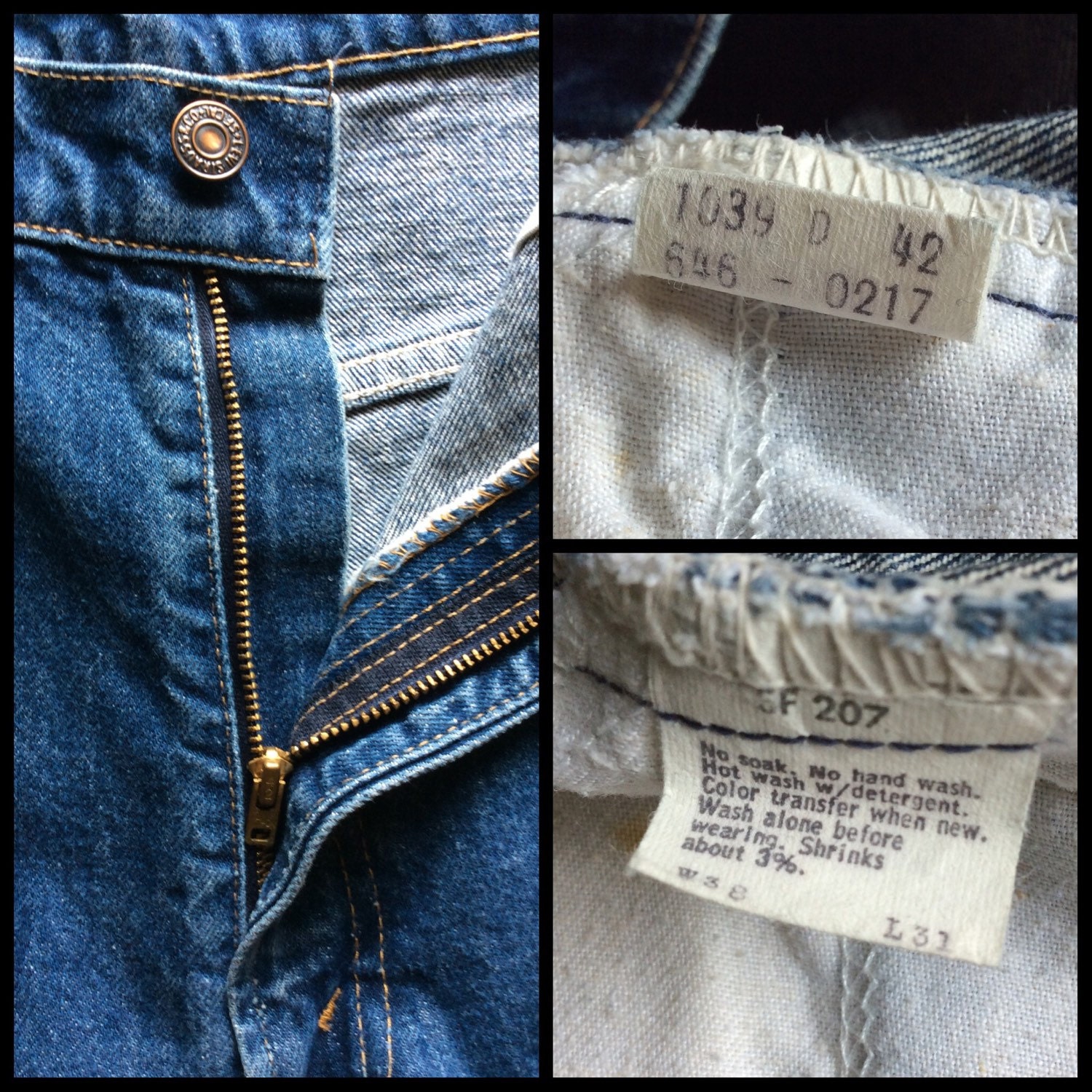 1970s Levis 646 tag size 38X31, measures 36x29 Dark Blue Denim Bell Bottom Flare Jeans Talon