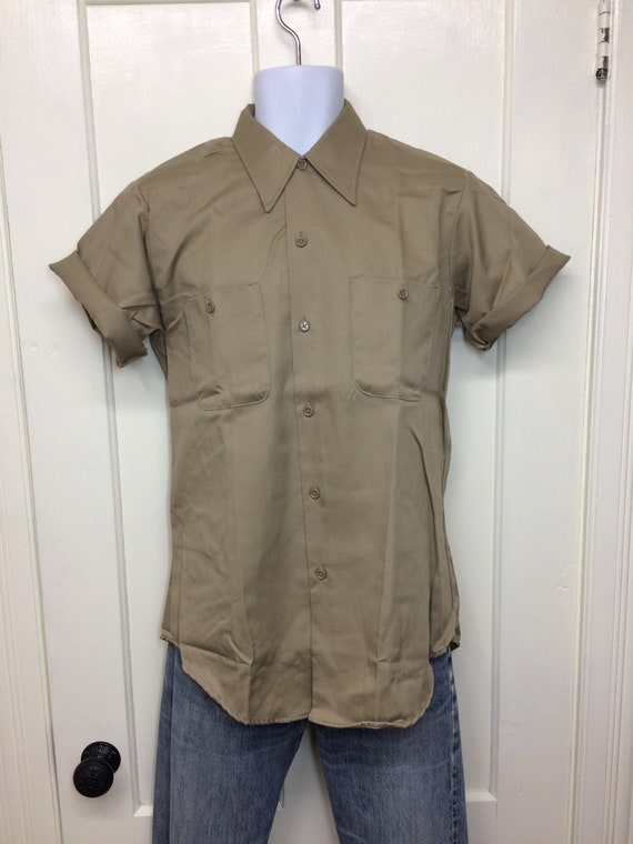Deadstock 1970s Short Sleeve Khaki Twill Work Shirt Size | Etsy