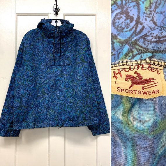 1960s nylon pullover anorak half zip hoodie jacket