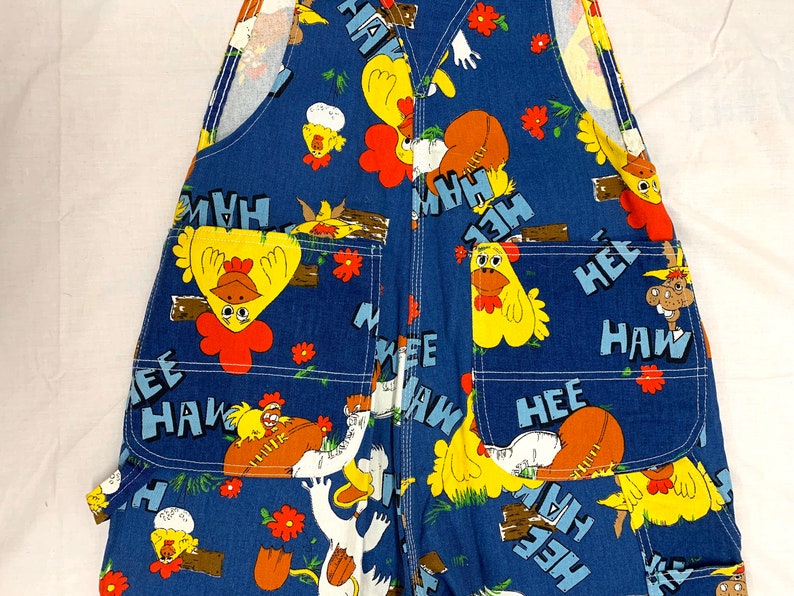 1970s Hee Haw novelty print denim carpenter overalls size Etsy