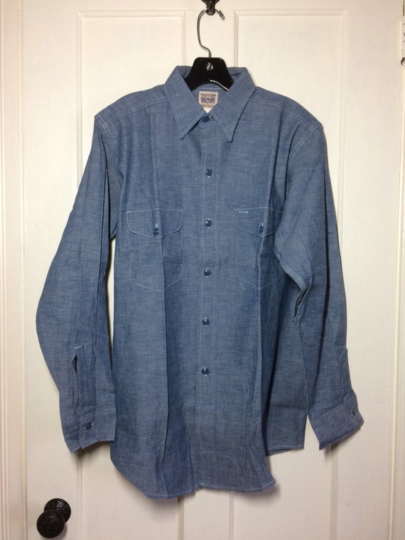 Deadstock 1950s Sweet Orr blue Chambray Work Shirt size 15 | Etsy