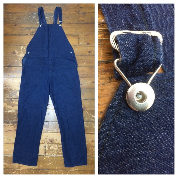 1930s 1940s indigo blue denim no pocket bib overal