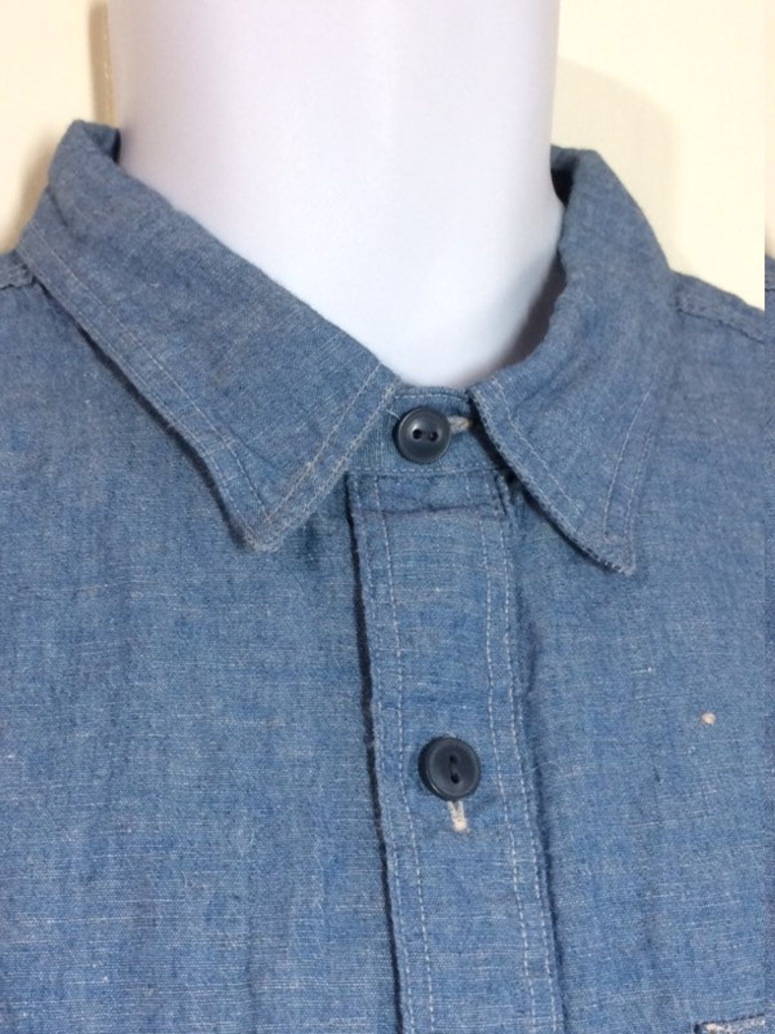 1990s Does 1930s RRL Ralph Lauren Blue Cotton Chambray Shirt - Etsy