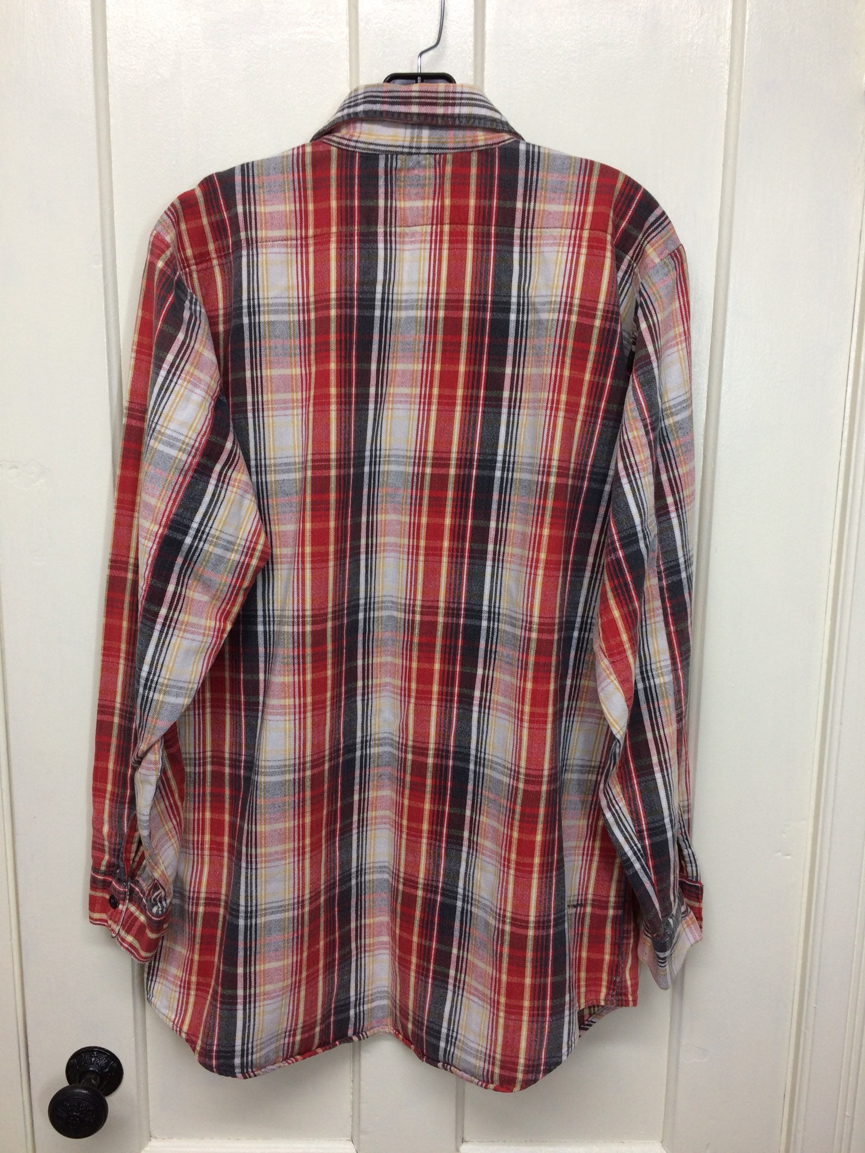 1970s Five Brother heavy cotton flannel shirt size large red black tan ...