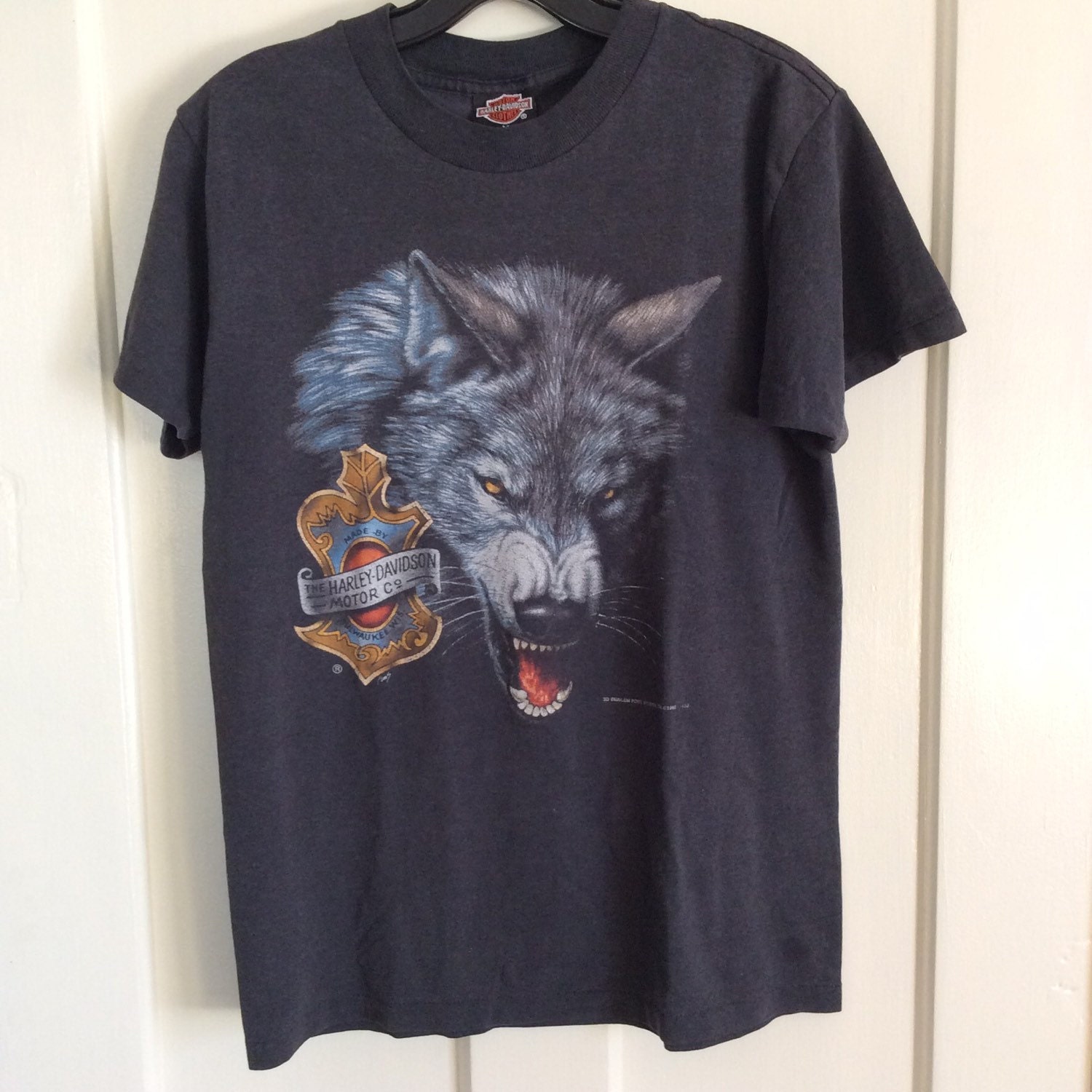 1990s 1992 Harley Davidson Wolf Tshirt Size Medium 3-D Emblem - Etsy