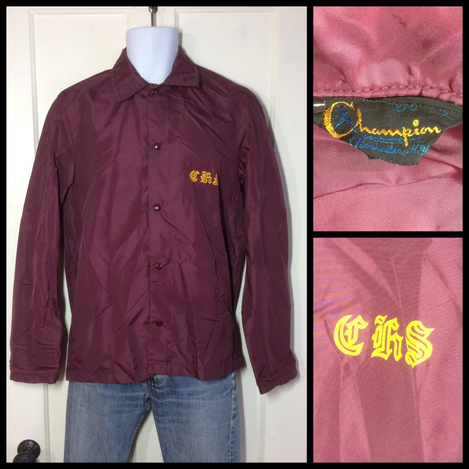 champion burgundy windbreaker