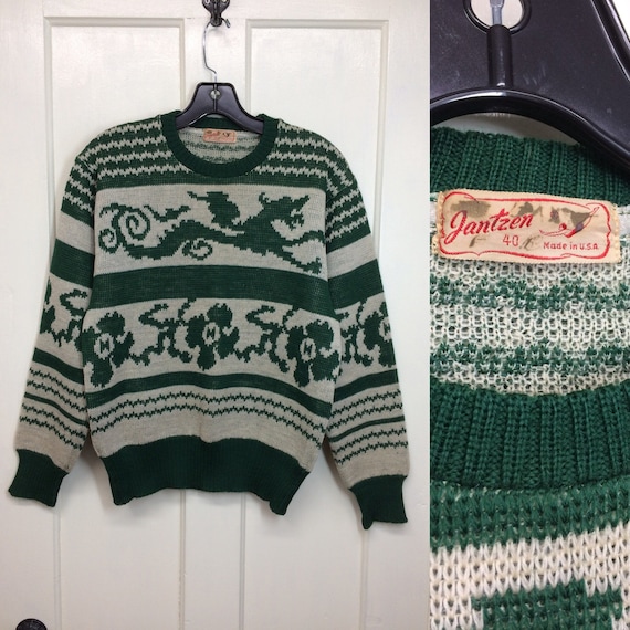 1940s 1950s Jantzen wool novelty sweater dragon fl