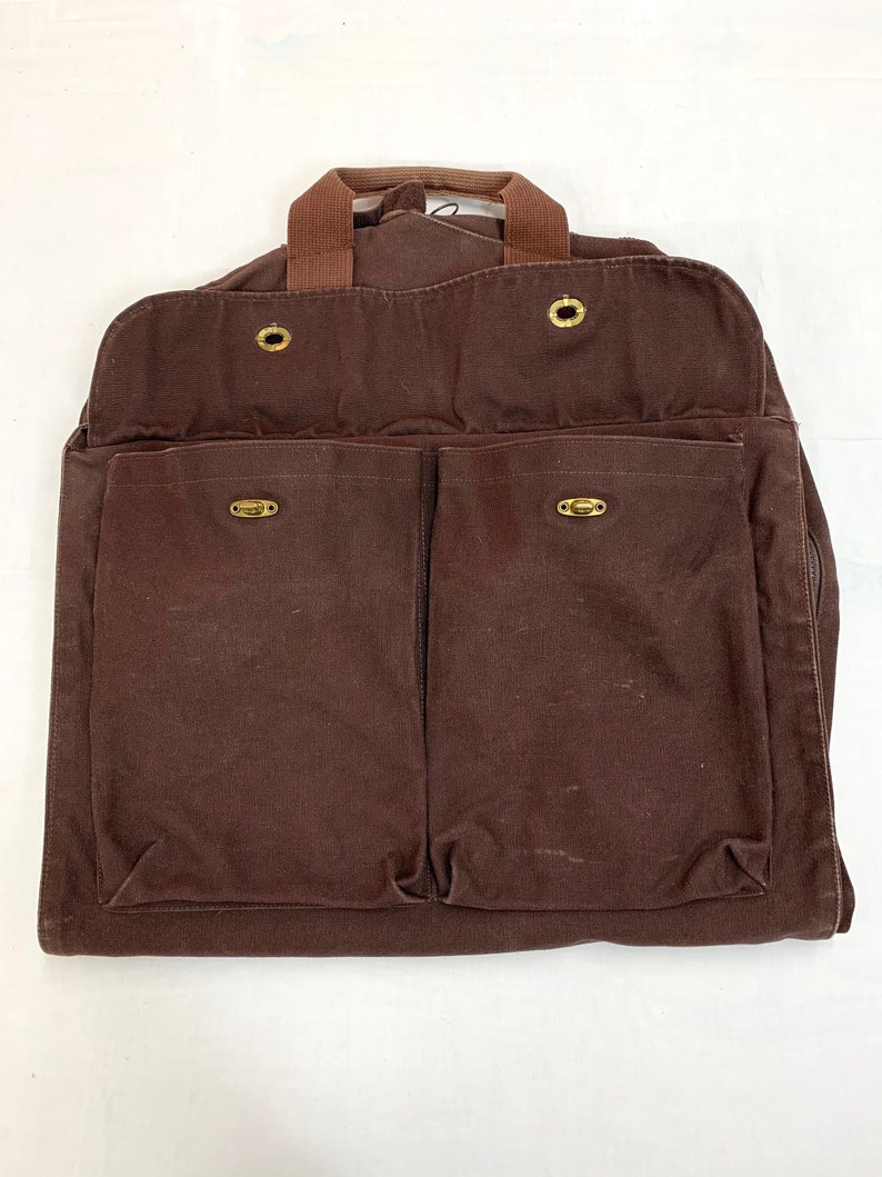 Square Rigger by Lands End heavy duty cotton canvas folding garment bag with 2 large shoe pockets
