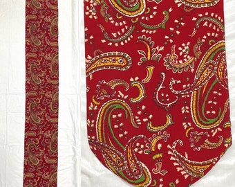 1920s 1930s turkey red paisley silk rayon ascot cravat opera scarf formal