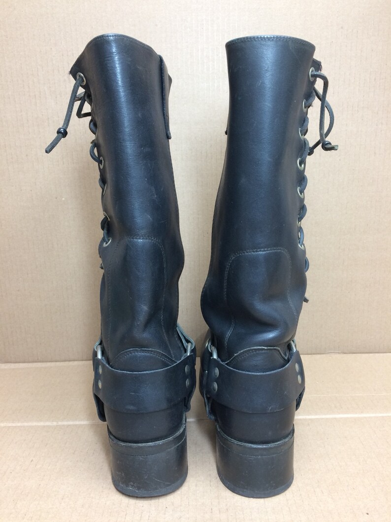 Vintage tall harness boots looks size 8-8.5 narrow black | Etsy